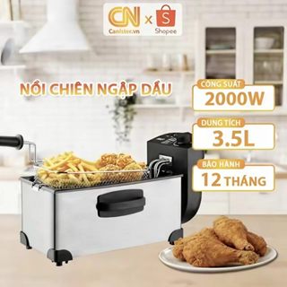 Nồi chiên ngập dầu đơn RAF bếp chiên nhúng điện 3.5L, bếp chiên nhúng điện-bằng thép không gỉ công suất 2000W nóng nhanh