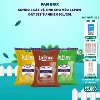 COMBO 2 Cát vệ sinh cho mèo laPaw đất sét tự nhiên vón cục tốt, khử mùi tốt và thầm hút nhanh 10L/20L