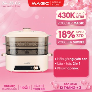 Nồi Lẩu Hấp Hơi Thủy Nhiệt 5L MAGIC A-090, Vừa Nấu Lẩu Vừa Hấp, Công Suất 1355W, Bản Hành 12 Tháng