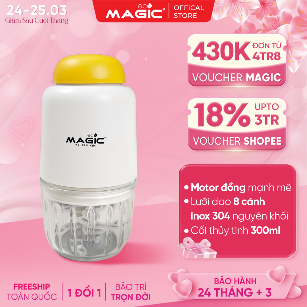 Máy xay Magic Eco mini AC-13 - 8 Lưỡi Dao Inox - Cối Thủy Tinh 300ml - Bảo Hành 24 Tháng