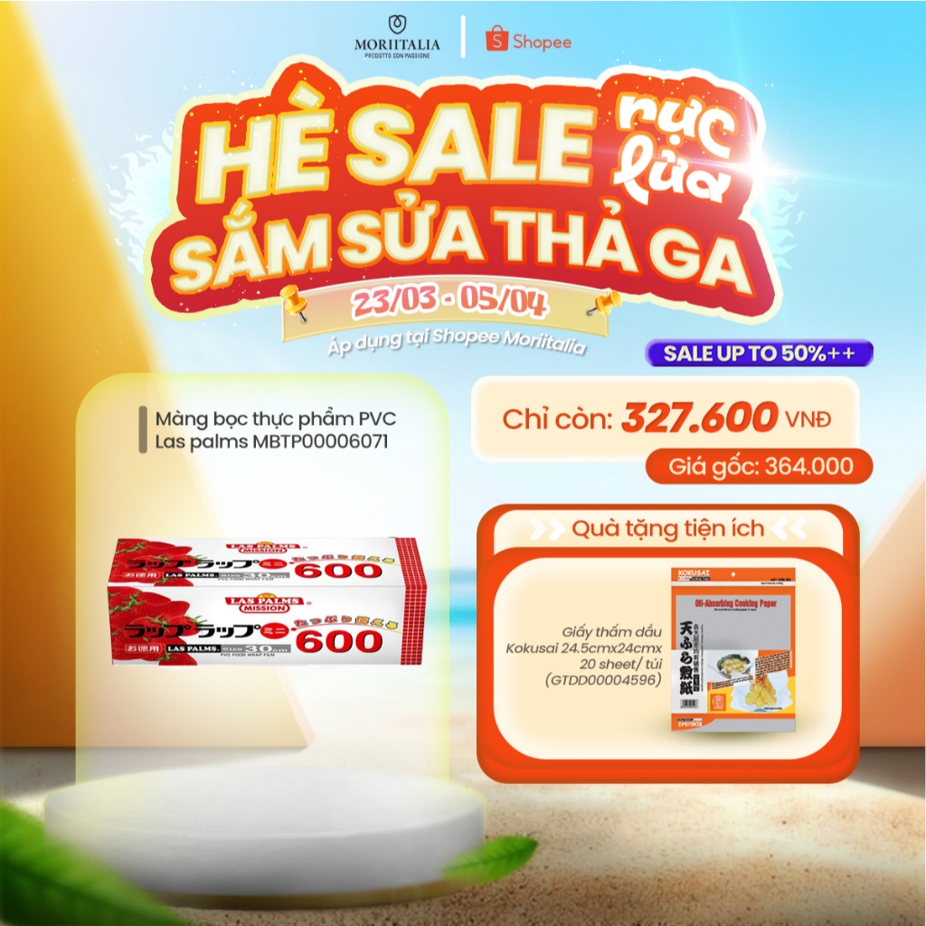 Màng Bọc Thực Phẩm Las Palms Mission chính hãng 30cmx500m kèm dao nhựa - Chất liệu PVC-MBTP00006071