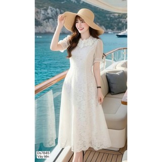 Váy Thiết Kế DVC - Váy Xòe Ren Trắng Cổ Tròn Đính Hoa, Cộc Tay DS7845 - DOLCE VIVA COLLECTION