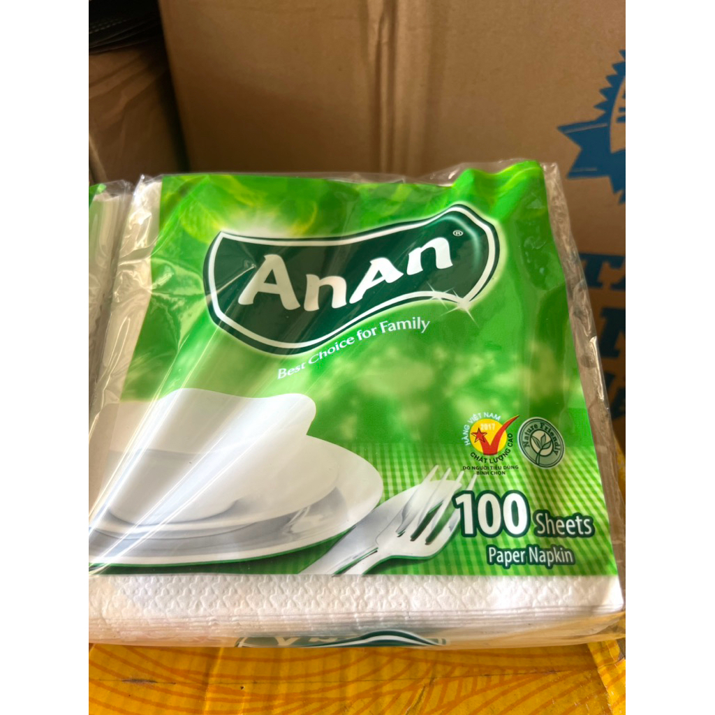 (Hàng sẵn) khăn ăn, khăn giấy vuông An An, 100 tờ 33*33cm