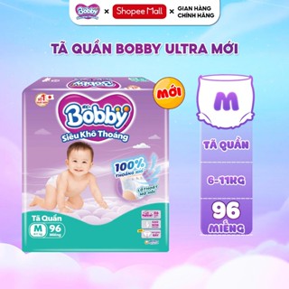 Tã quần Bobby Ultra Mẫu mới Siêu khô thoáng M96/L88/XL76/XXL70 cho bé thoải mái cả ngày