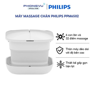 Máy massage chân Philips PPM6502 750W - Gấp gọn thông minh - 6 con lăn - Bảo hành 24 tháng