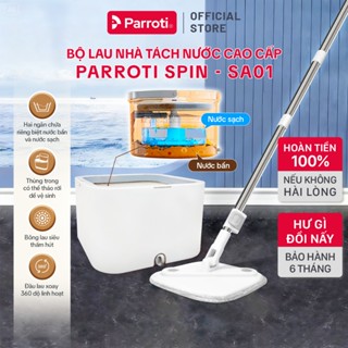 Cây lau nhà tách nước bẩn, bộ lau nhà tự vắt xoay 360 độ, chổi lau nhà thông minh Parroti Spin - SA01