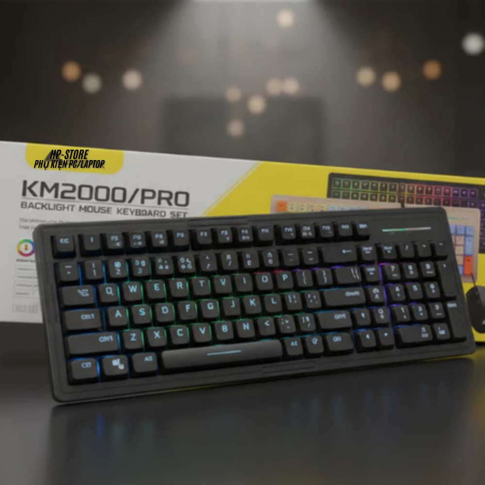 Combo Bàn Phím + Chuột KM2000 Pro giả cơ Led RGB Có Dây USB/ Phù hợp Văn Phòng, Laptop/PC - BH 12T