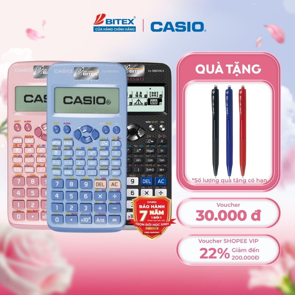[BITEX] Máy Tính Casio fx-580VN X Chính Hãng Bitex - Bảo Hành 7 Năm, Giao Diện Tiếng Việt, Mang Vào 