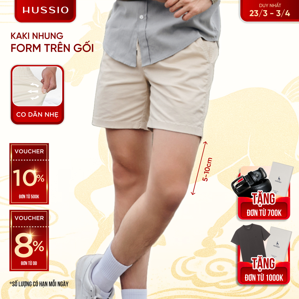 [UPDATE MÀU MỚI] Quần Short nam vải Kaki nhung cao cấp, trẻ trung, lịch lãm, chuẩn form - HUSSIO