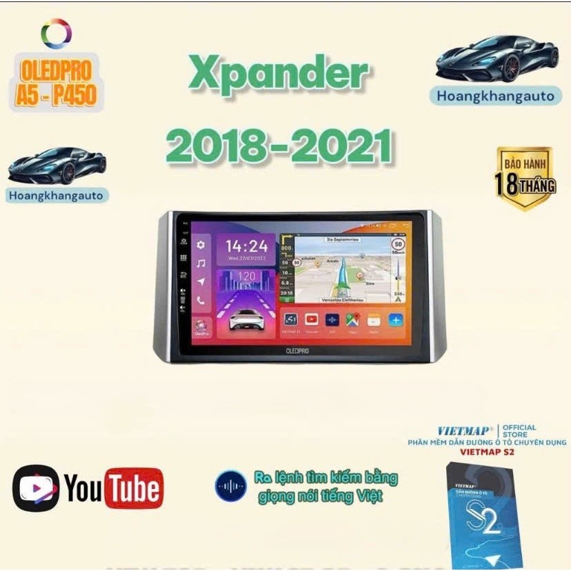 Combo Màn Hình Android OLEDPRO A5 _ P450 xe Xpander 2018_2021 (dùng cho điều hòa cơ 2022 trở lên ) kèm dưỡng  jack nguồn