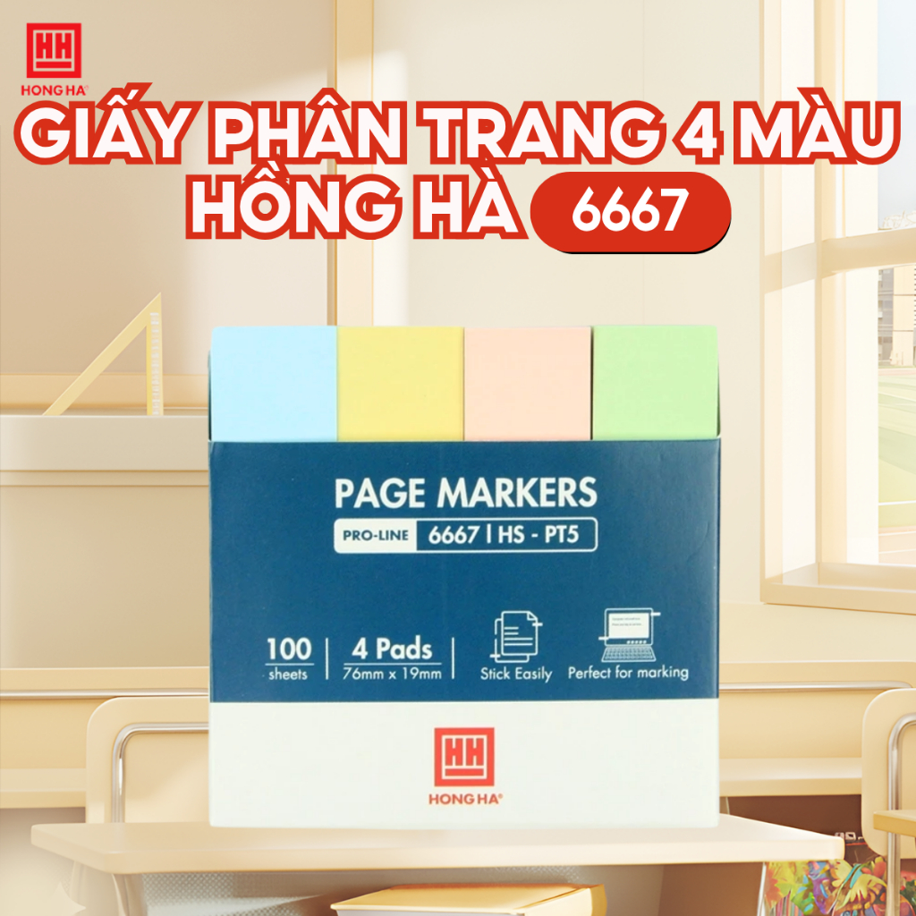 Giấy Phân Trang 4 Màu Hồng Hà HS-PT5 - 6667