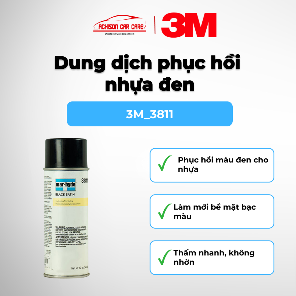 3M 3811 DUNG DỊCH PHỤC HỒI NHỰA ĐEN CHÍNH HÃNG LÀM MỚI BỀ MẶT NHỰA Ô TÔ