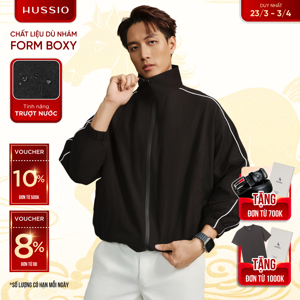 [UPDATE CỔ ĐỨNG] Áo khoác nam VARIANTS vải dù nhám co giãn, trượt nước, form crop trẻ trung, năng động - HUSSIO
