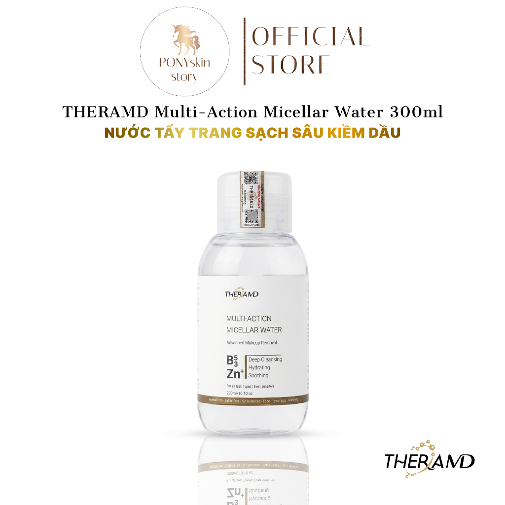 Theramd Multi-Action Micellar Water 300ml- Nước Tẩy Trang sạch sâu kiềm dầu 300ml