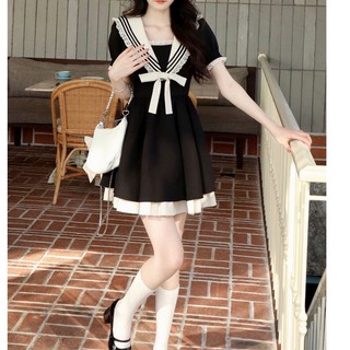 Váy thủy thủ đen phối trắng tiểu thư công chúa đi chơi đi tiệc sang chảnh NA&NA Clothing V052