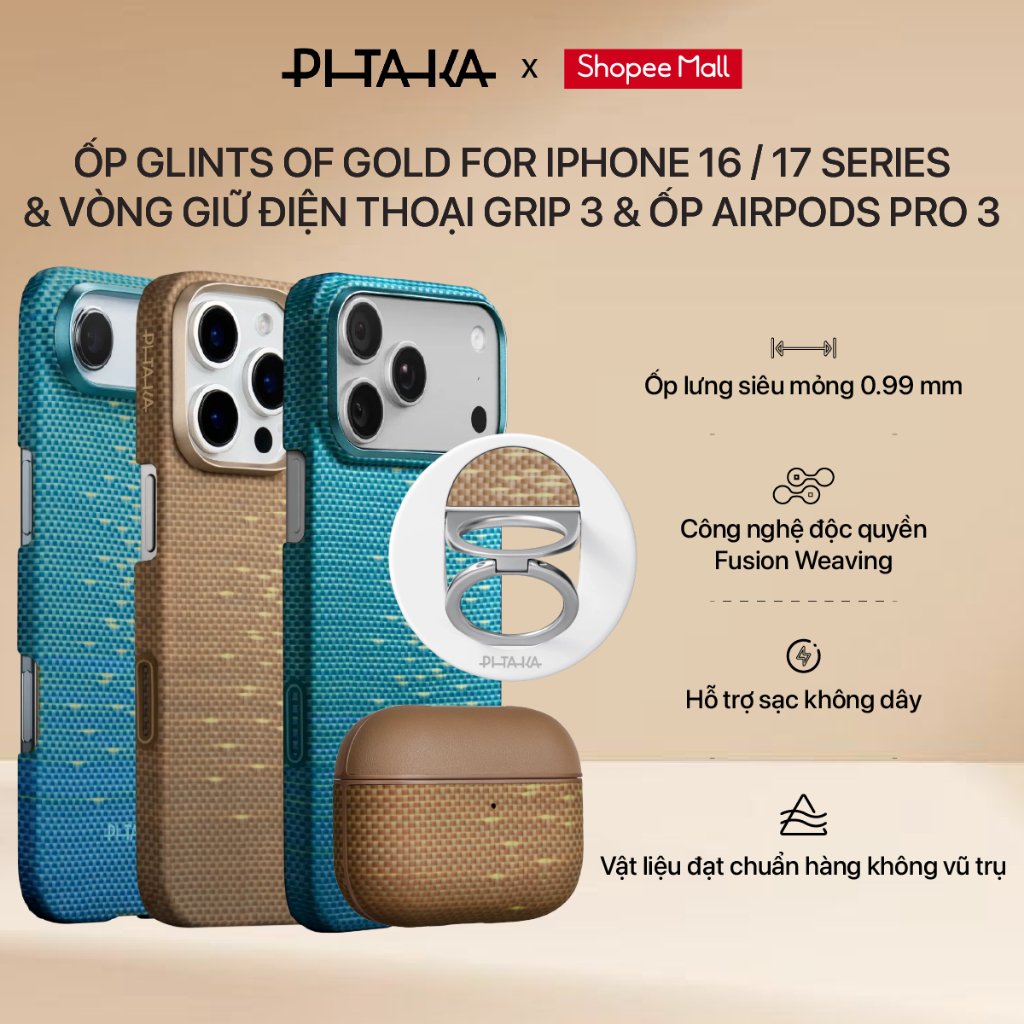 [Glints of Gold] Bộ sưu tập Glints of Gold PITAKA cho ốp cho iPhone, vòng giữ điện thoại & ốp cho Ai