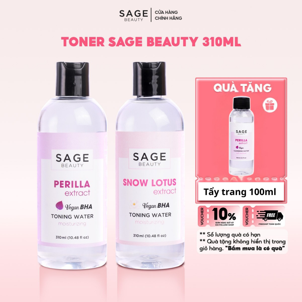 Nước Cân Bằng Toner SAGE BEAUTY Giúp Cấp Ẩm, Làm Mềm Da, Cân Bằng Độ pH - 310ml
