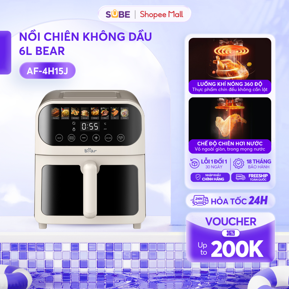 Nồi Chiên Không Dầu Bear 6L Nồi Chiên Nồi Chiên Hấp Nồi Chiên Rán Gà Nồi Nướng Nồi Chiên Không Dầu M