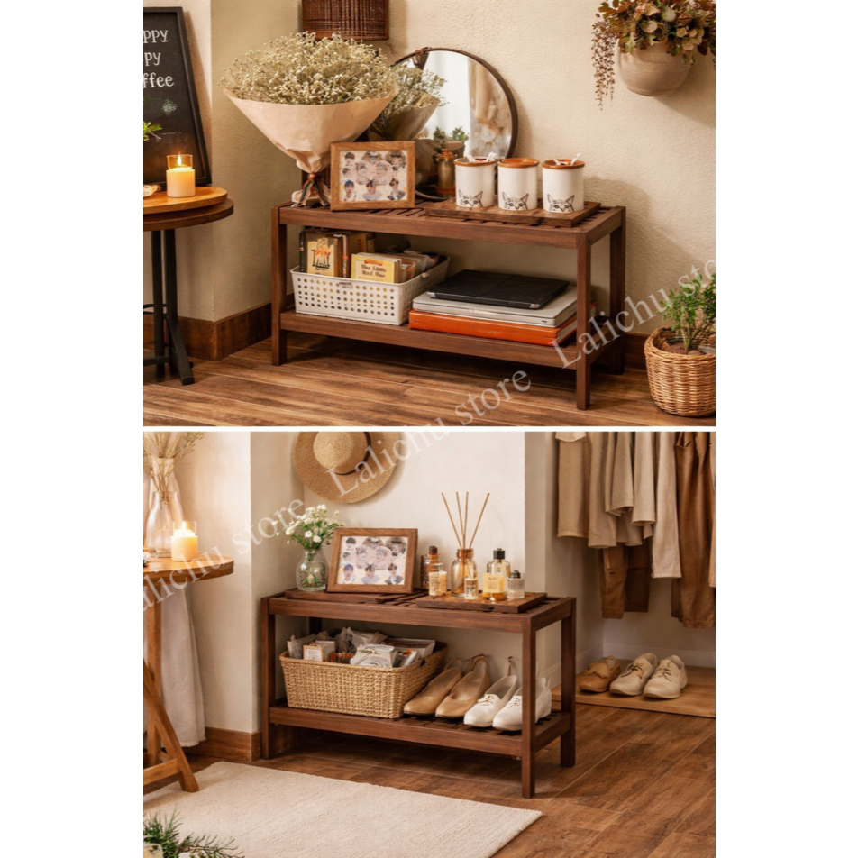 Combo 2 Kệ Gỗ Lắp Ráp 2 Tầng Kệ Để Giày Dép Kệ Decor Nhỏ Gọn Tiện Dụng