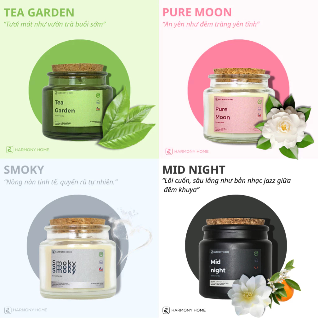 Nến Thơm Phòng Thiên Nhiên Giúp Thư Giãn Tinh Thần A Harmony Home 100g