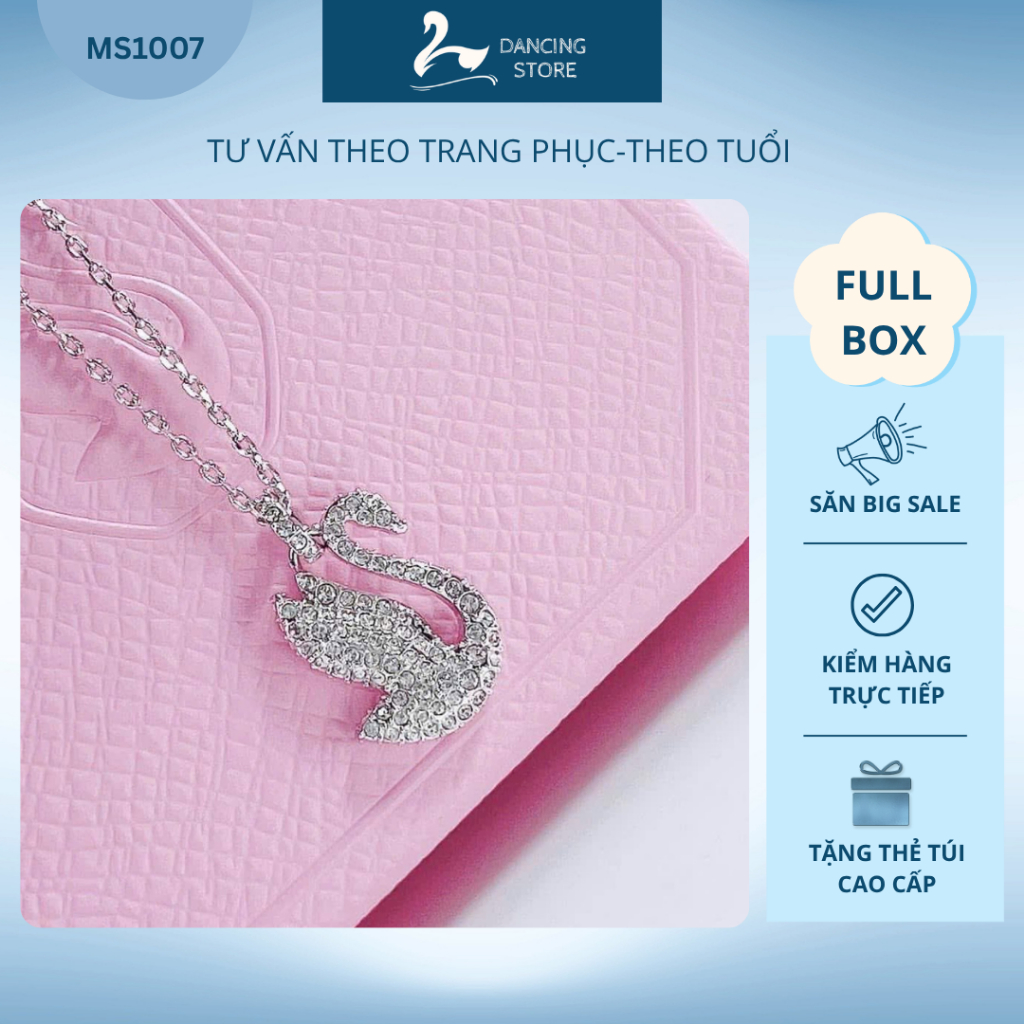 Vòng Cổ Nữ Iconic Swan Đá trắng mẫu mới Nữ Tính Dancing Store Fullbox