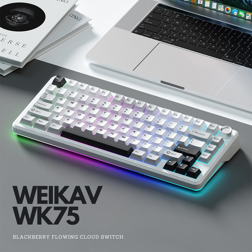 BÀN PHÍM CƠ WEIKAV WK75 MULTI MODES WHITE GREY CLOUD BLUE SWITCH || EZPC