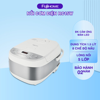 Nồi cơm điện 1.5 Lít, Fujihome RC15W - 8 chế độ nấu sẵn, thiết kế hiện đại, an toàn