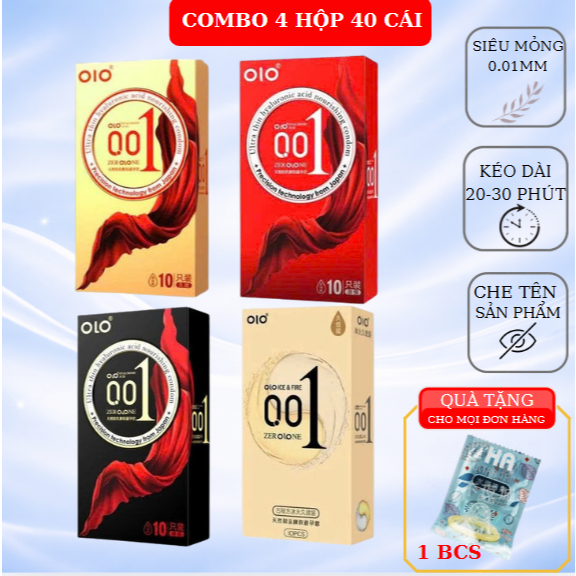 (Giao siêu tốc) [COMBO 4 HỘP 40 CÁI] Bao cao su cao cấp OlO kéo dài thời gian, siêu mỏng 001, gân gai, truyền nhiệt