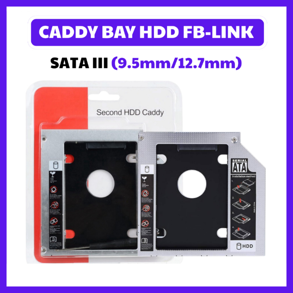 Caddy Bay FB SATA III 9.5mm/12.7mm – Giá Đỡ Gắn Thêm Ổ Cứng SSD HDD Cho Laptop Thay Ổ DVD