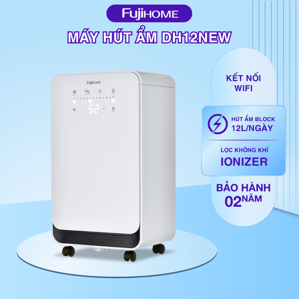 Máy hút ẩm Block Fujihome DH12NEW – Công suất hút 12 Lít kết hợp lọc không khí, tiết kiệm điện