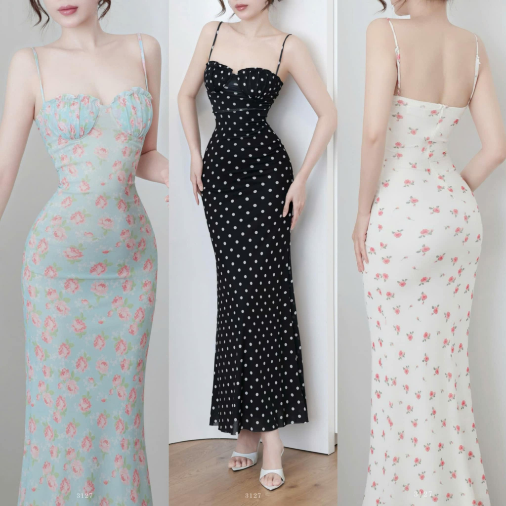 𝐍𝐄𝐖 𝐀𝐑𝐑𝐈𝐕𝐀𝐋 ✨ CAM KẾT CHUẨN HÌNH (𝐎𝐑𝐀𝐍𝐆𝐄 𝐒𝐓𝐔𝐃𝐈𝐎𝐒 ) - Đầm Thiết Kế Hoa Nhún Dáng Dài