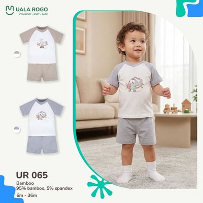 Bộ cộc tay cho bé Ualarogo 6 tháng - 3 tuổi vải Sợi tre Bamboo mềm mại co giãn thoáng khí UR 065