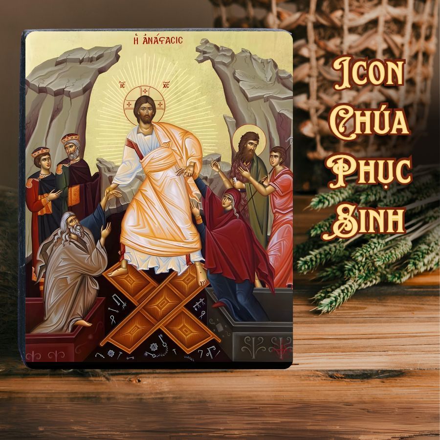 Chúa Phục Sinh - Tranh Công Giáo Để Bàn, Tranh Icon Byzantine - Resurrection of Jesus Christ