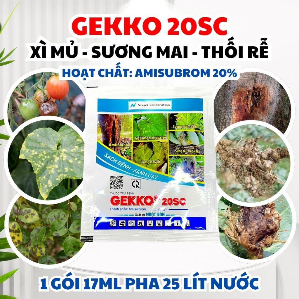 GEKKO 20SC 17ML Amisulbrom Nhật Bản hỗ trợ kiểm soát nấm sương mai xì mủ thối rễ sưng rễ bắp cải sầu