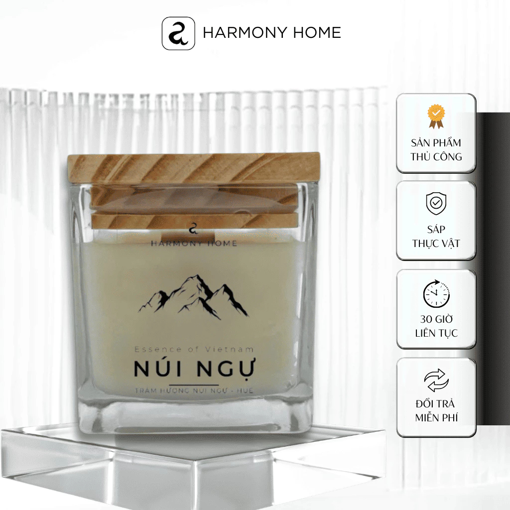 Nến Thơ Núi Ngự A Harmony Home - Hương Thơm Từ Gỗ Đàn Hương, Hoa Diên Vĩ