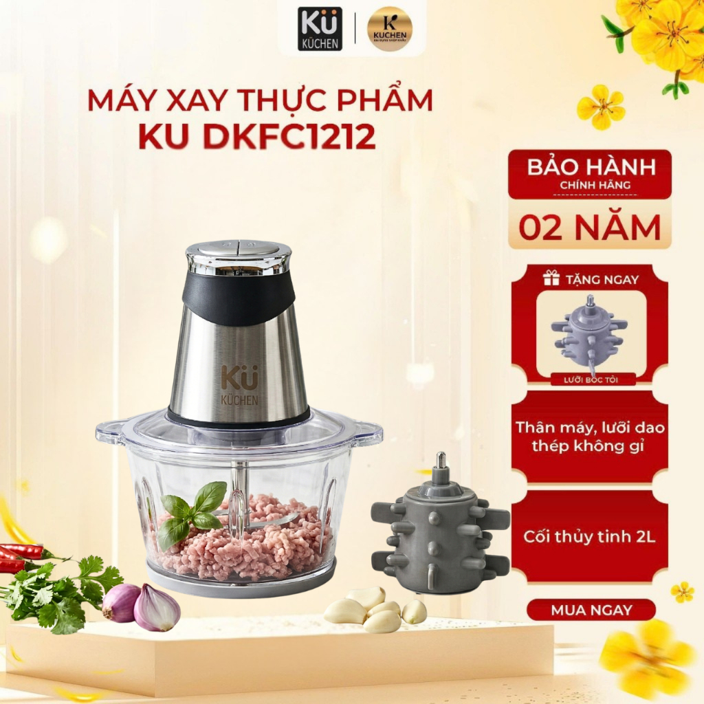 Máy Xay Thịt Đa Năng Kuchen DKFC1212 Lưỡi Dao Inox Kép 304, Công Suất Lớn | Xay Thực Phẩm Đa Năng