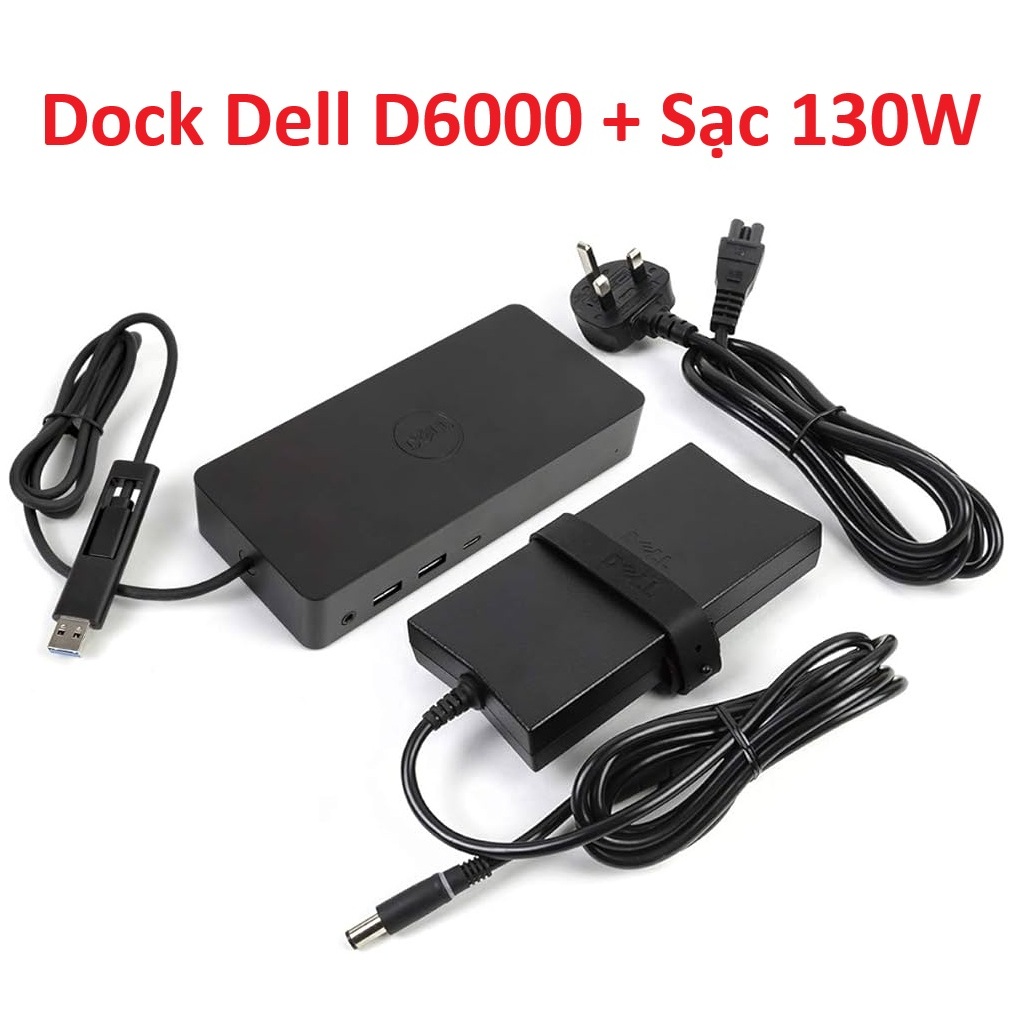 [ Giá hủy diệt ] Dock Dell D6000 - Type C/ USB kèm sạc 130w - Quà tặng bộ chuyển đổi HP USB-C to Lan