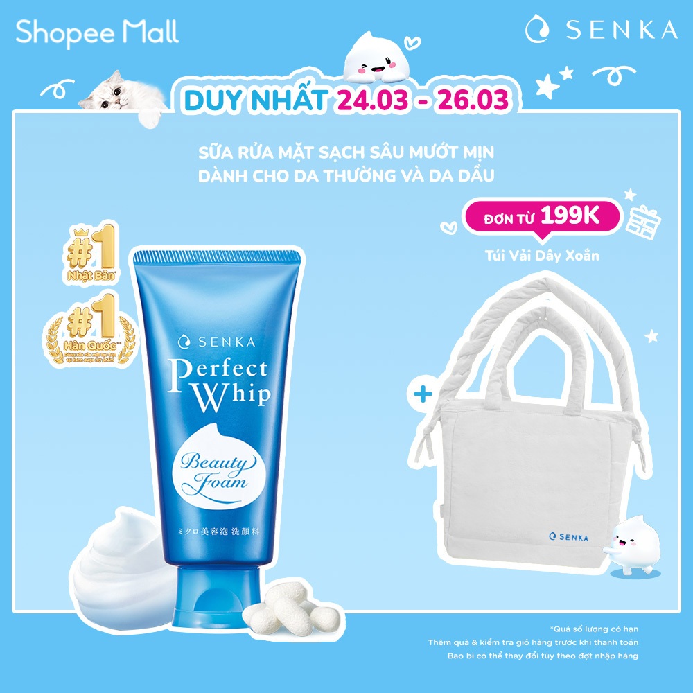 Sữa rửa mặt mướt mịn sạch sâu SENKA PERFECT WHIP 120g