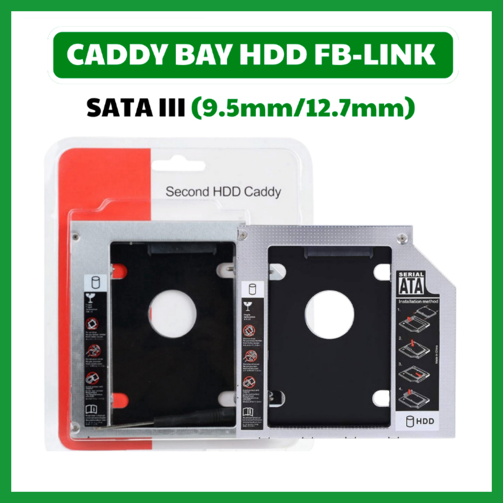 Caddy Bay FB SATA III 9.5mm/12.7mm – Giá Đỡ Gắn Thêm Ổ Cứng SSD HDD Cho Laptop Thay Ổ DVD nhôm nguyên khối
