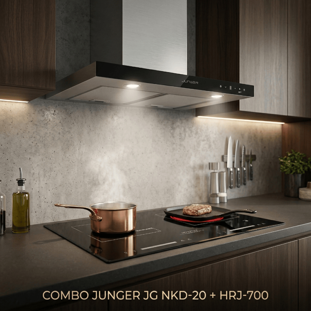 [Bộ Đôi Bếp Hút] Bếp từ hồng ngoại Junger JG NKD-20 + Hút Mùi Junger HRJ-701/ HRJ-700