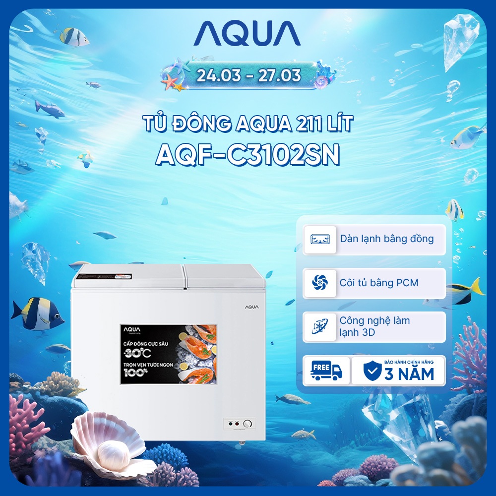 Tủ đông AQUA 211 lít AQF-C3102SN - Freeship toàn quốc