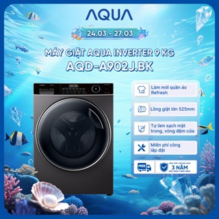 [Võ Hà Linh x AQUA] Máy giặt cửa trước 9kg AQUA AQD-A902J.BK - Bảo hành 2 năm - Freeship toàn quốc