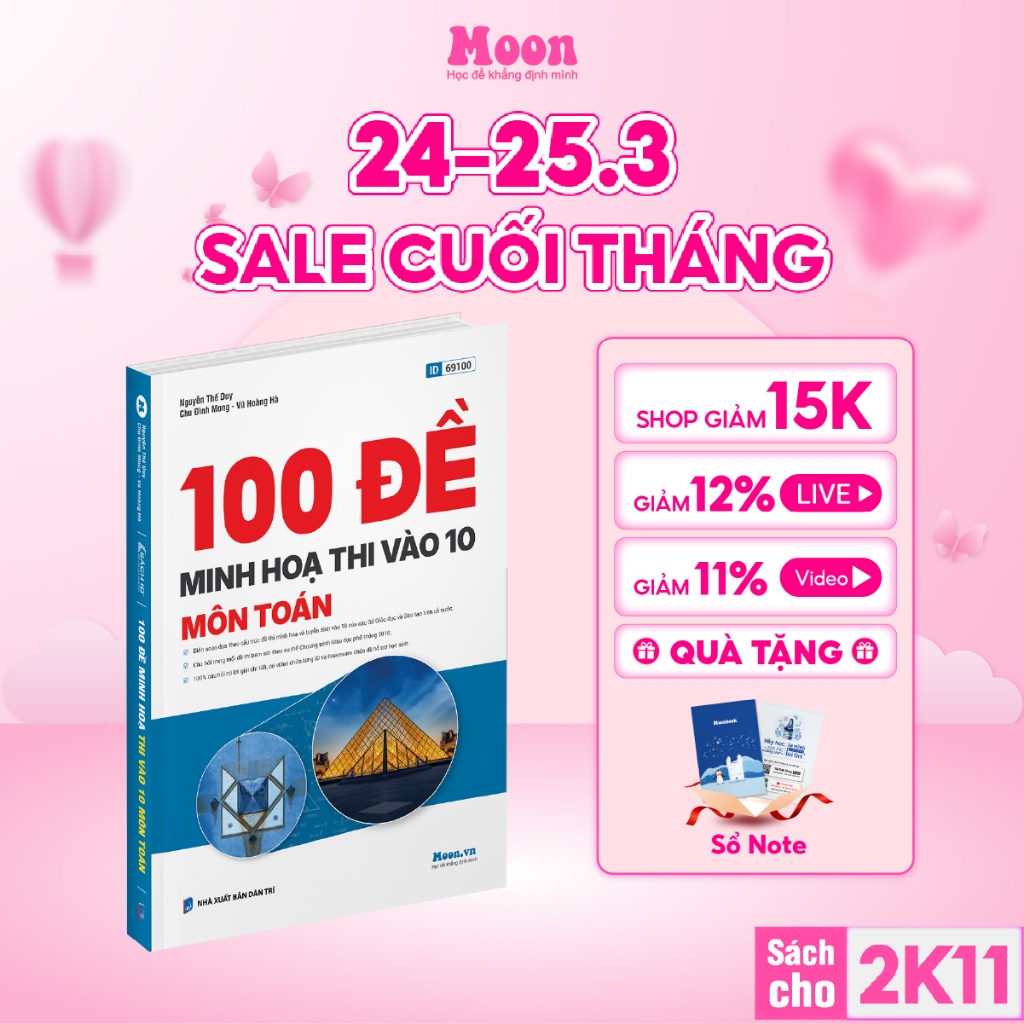 Sách 100 đề minh hoạ thi vào 10 môn Toán - Moonbook
