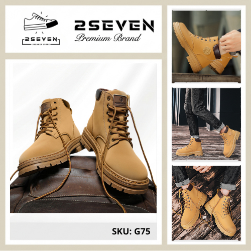 Boots Nam Martin Cao Bồi cổ cao da nhám chống nước mẫu mới - Giày cao cổ độn đế G75- 2SEVEN
