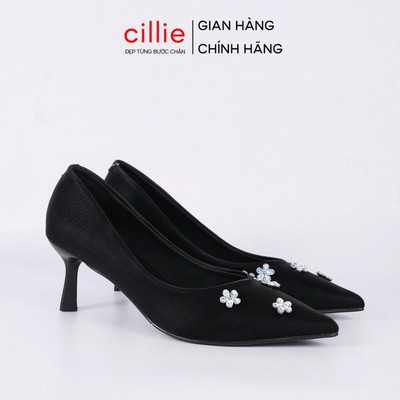 Giày Cao Gót Nữ Mũi Nhọn Đính Hoa Đá Sang Trọng Gót Nhọn Cao 5cm