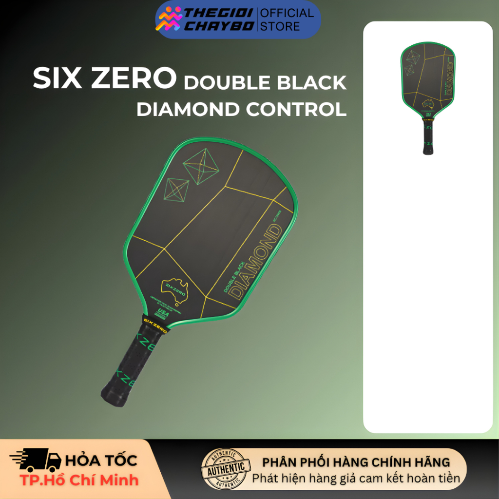 Vợt Pickleball Six Zero Double Black Diamond Control - Green and Gold