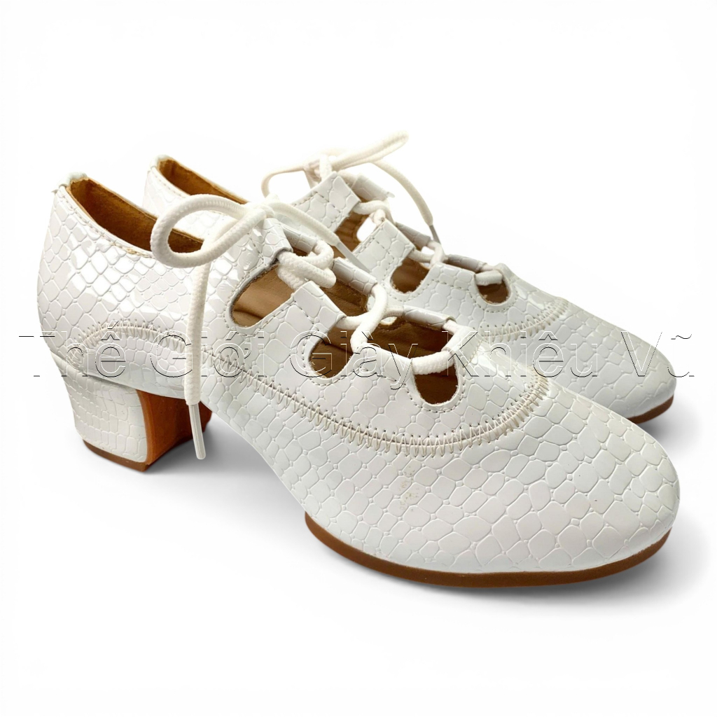 Giày DZW, Đế Rời Cao Su, Gót 3p (DZW-R-3P) - Màu Trắng