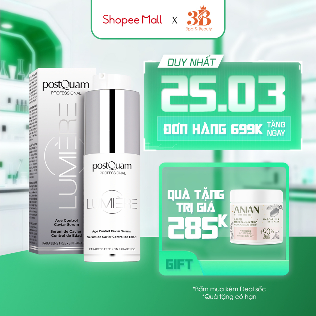 Tinh Chất Dưỡng Serum Cấp Ẩm Và Làm Sáng Da POSTQUAM Lumiere Age Control Caviar Serum  30ml Q28