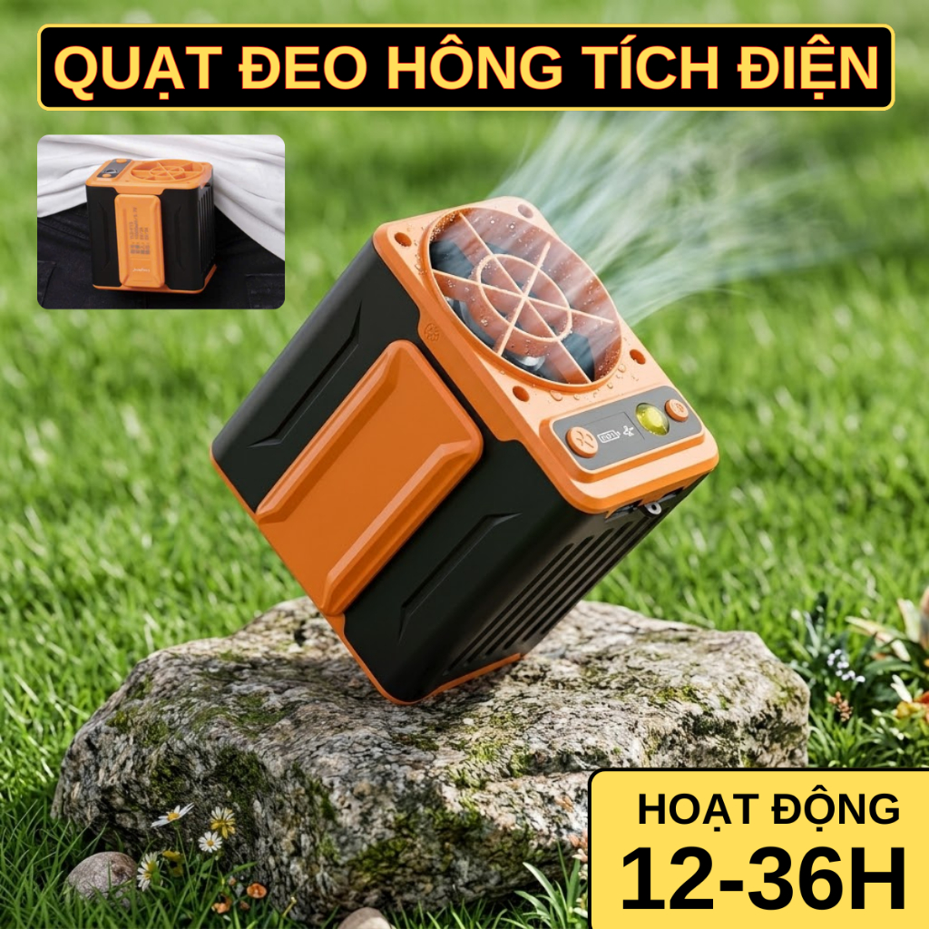 Quạt đeo thắt lưng đeo cổ F13, F17 quạt tích điện Pin dung lượng cao 10000, 15000mAh làm mát 10-12h
