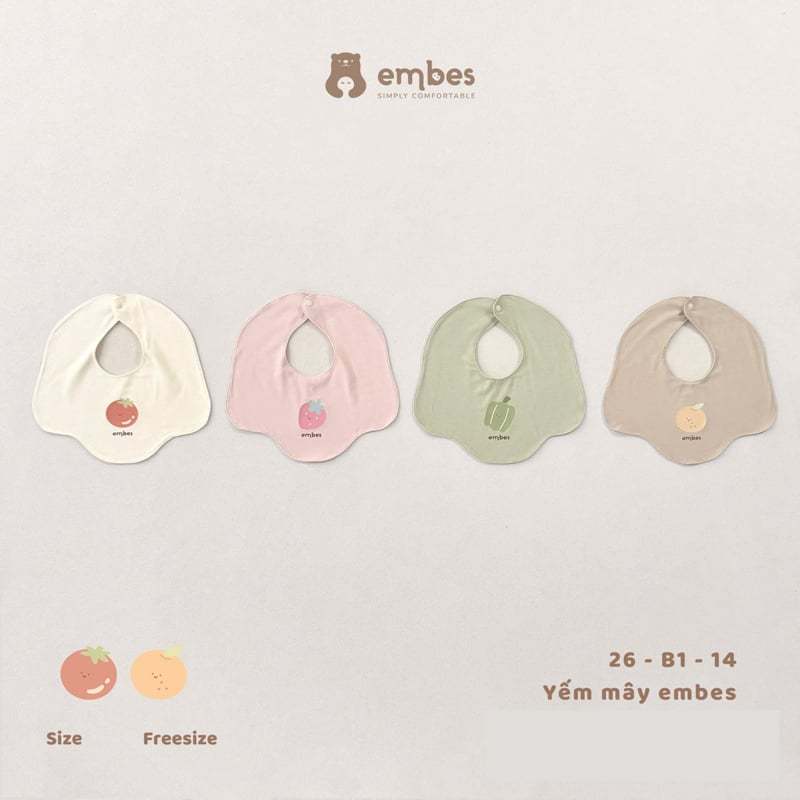 Embes Phụ Kiện Cho Bé Sơ Sinh Yếm Cổ Tròn Hoa Nhí Chất Cotton Mềm, Thấm Hút Cho Bé Sơ Sinh